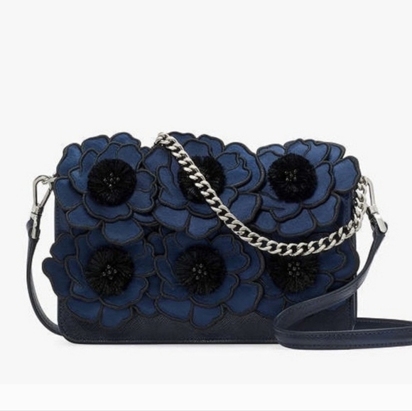 kate spade Handbags - ✨️ kate spade Madison Embroidered Floral Willow Mini Flap Crossbody, Blue NWT ✨️